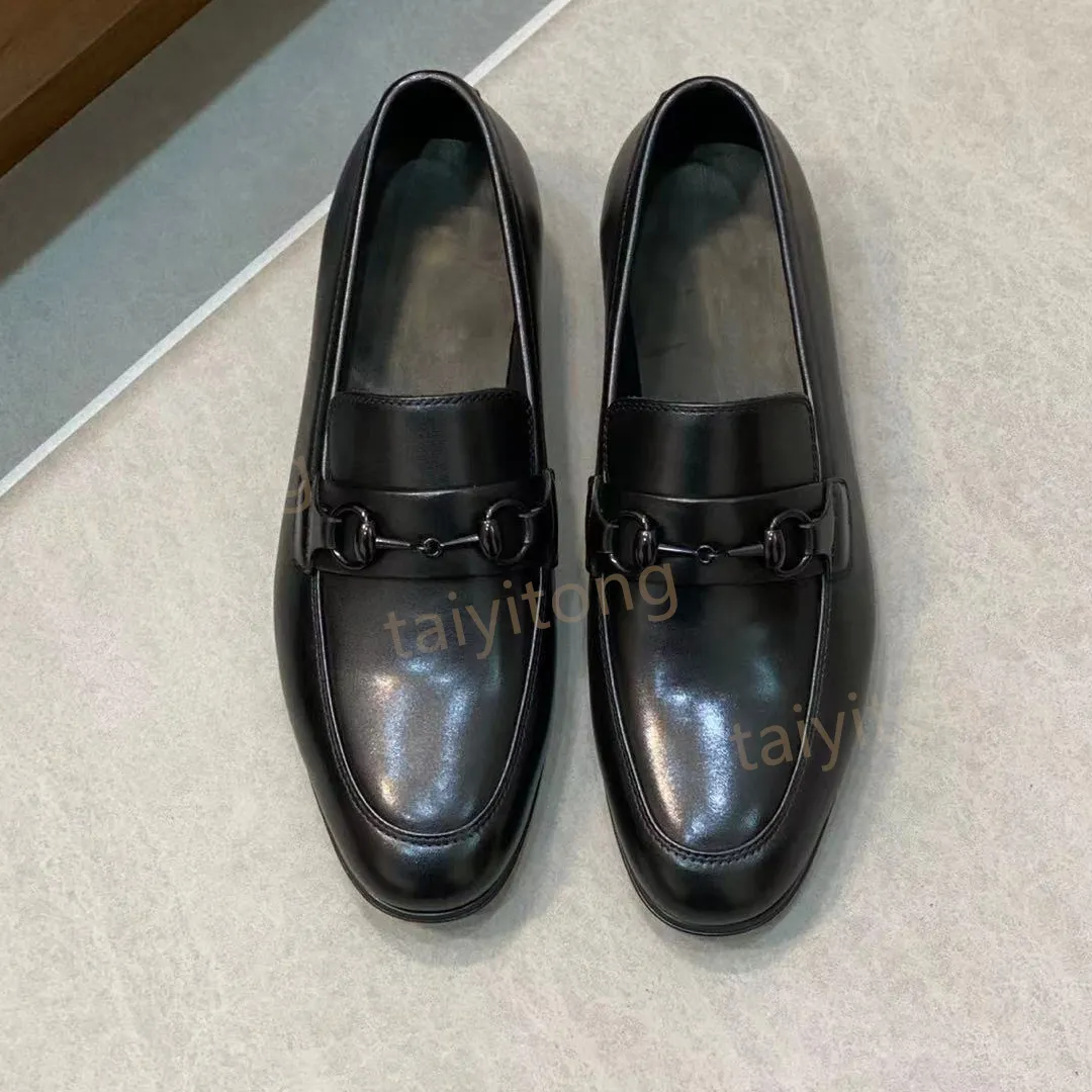 Mens Genuine Leather Dress Shoes Black Buckle Oxfords For Office
