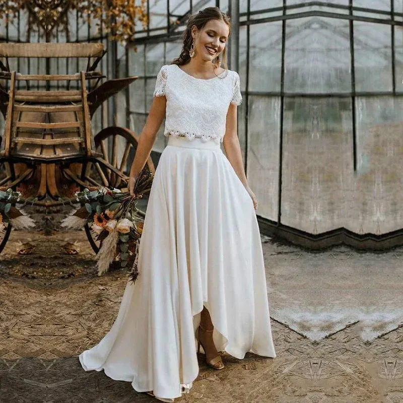Short bohemian wedding dress hotsell