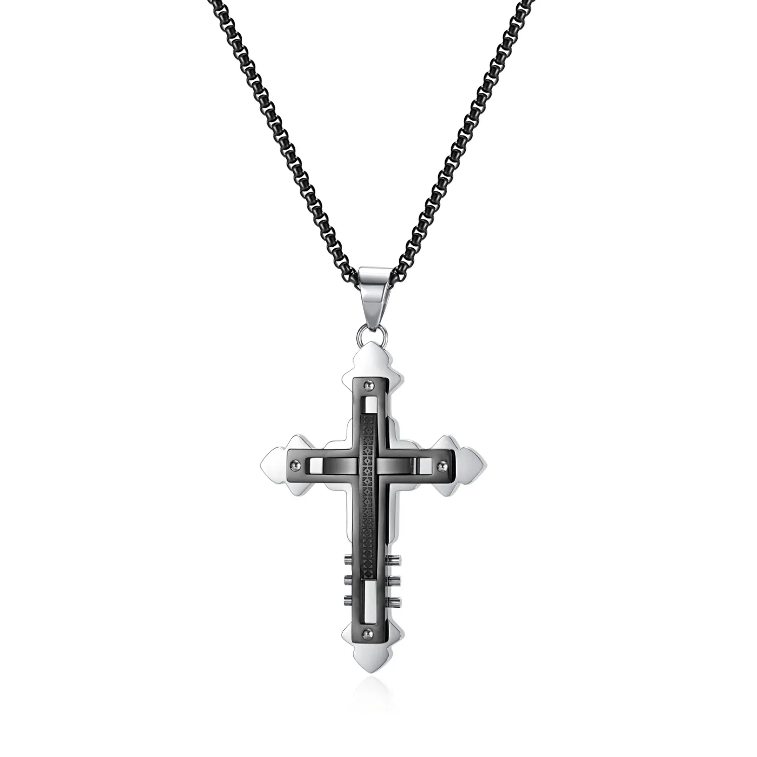 Ursteel Rolo Chain Cross Mens Cross Pendant For Men 3mm Width 24