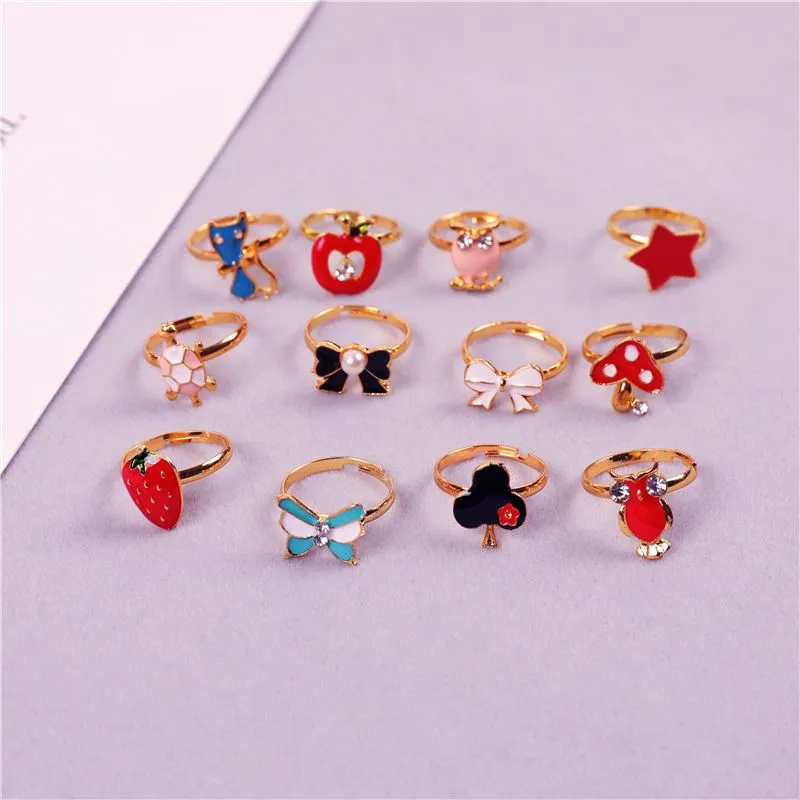 12Pcs/Set Cartoon Rings Children Rings For Girls Ring Set Finger Rings  Jewelry Heart Display Box Kids Toy Gift - AliExpress