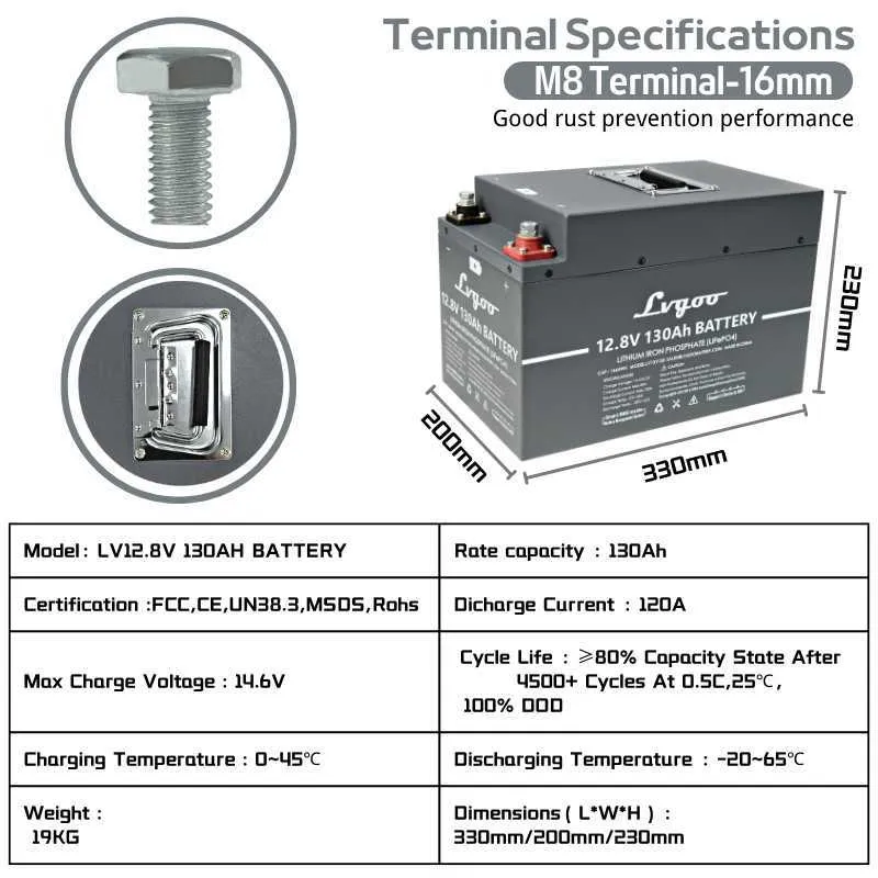 Batería LiFePO4 de 12 V 100 Ah de litio de 12 V sobre más de 7000 ciclos  profundos, batería de fosfato de hierro, soporte de protección a baja