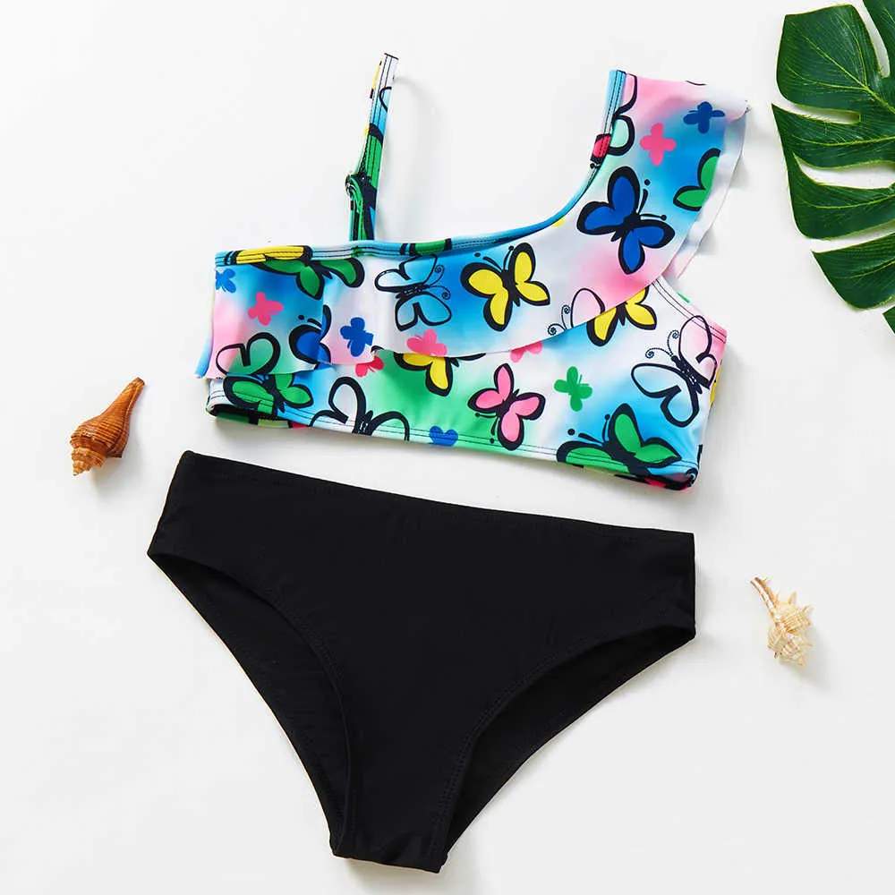 Ruffled Two Piece Swimwear Set Back For Kids 3 10 Years P230602