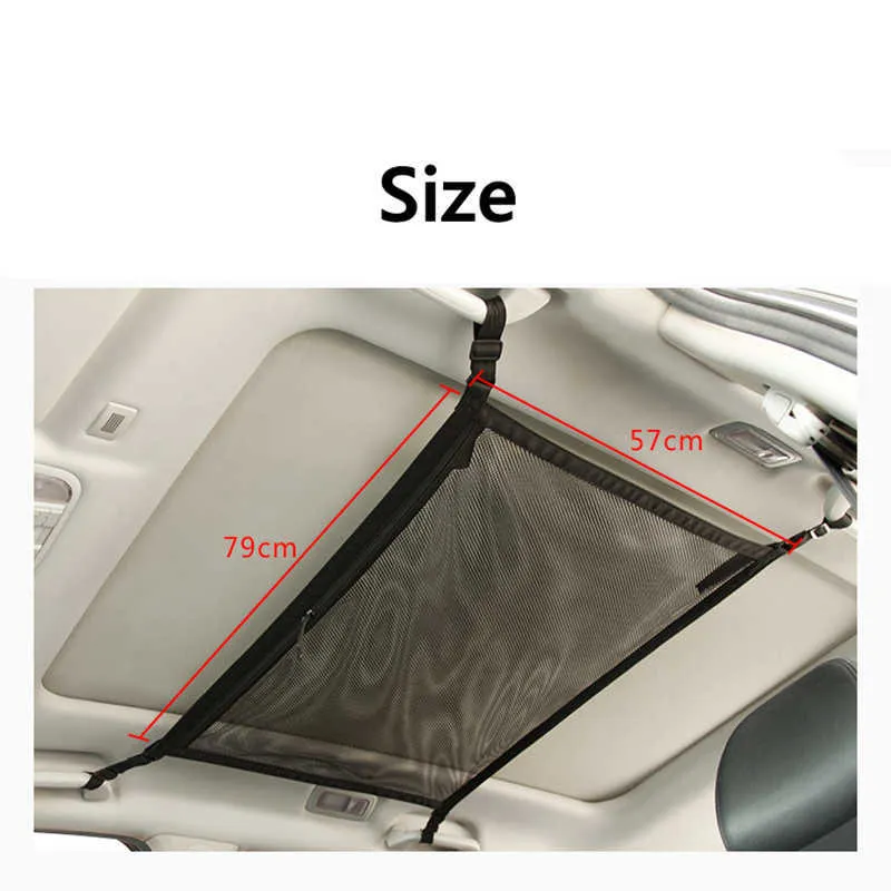 Car Ceiling Storage Net Pocket Roof Bag Interior Cargo Net Breathable Mesh  Bag Auto Stowing Tidying Interior Accessories Double Layer Car Roof Bag