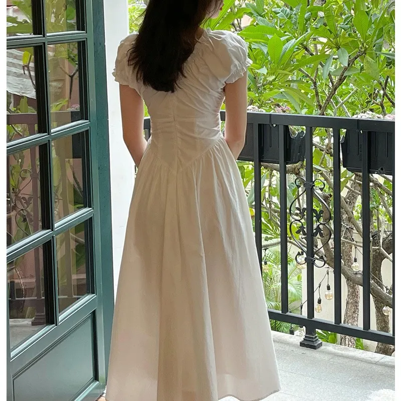White Solid Color Womens Casual A-Line Dress with Empire Waist and Square  Neck from Dhgate Basic & Casual Dresses