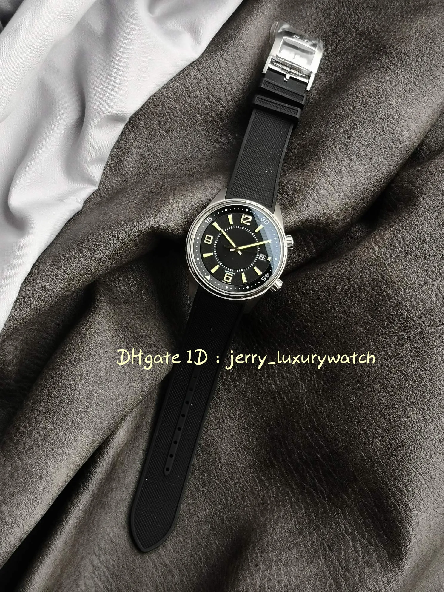 GP JL Watch Luxury Men s Discovery Magazine 9068671 Fina de acero con correa de goma natural dial negro 899a 1 movimiento mecanico automatico 42