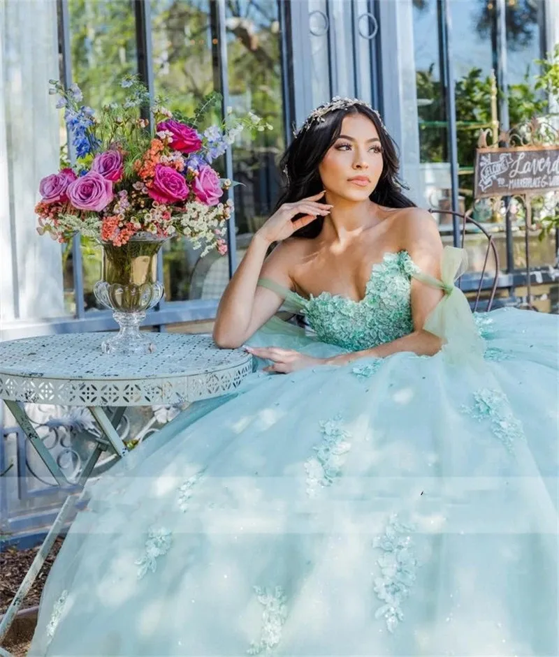 Mint green top sweet 16 dress