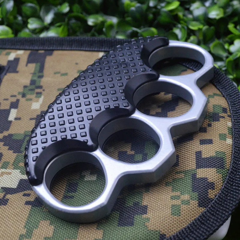 Thickened Clip Metal Knuckle Duster Boxing Training Four Finger Tiger Fist Buckle Outdoor Camping Fitness Tiger Ring Buckle Self-defense EDC Tool