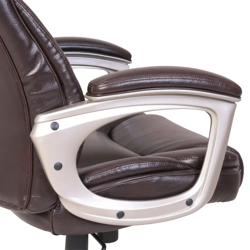Heavy-Duty Leather Commercial Office Chair with Memory Foam, 350 lb capacity, Black
