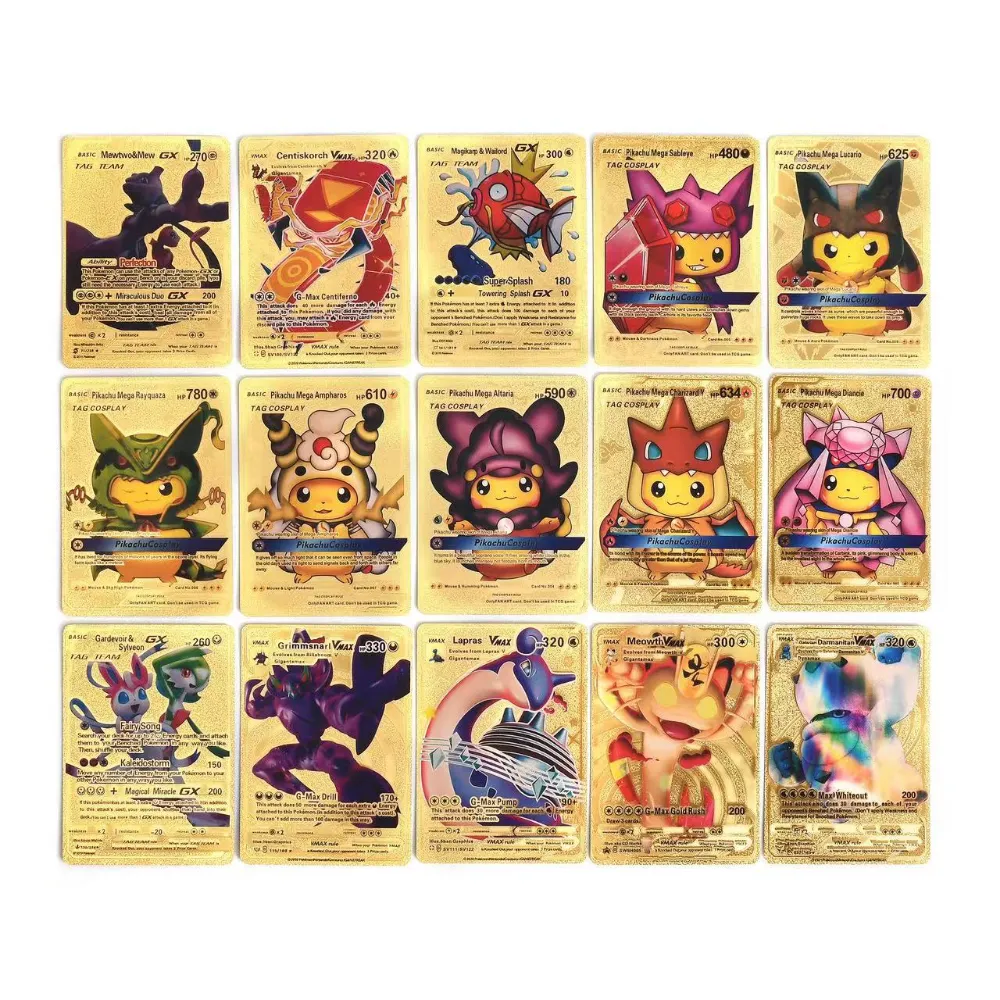 Cartes Pokémon Or Argent Vmax GX pour Enfants, Charizard, Pikachu