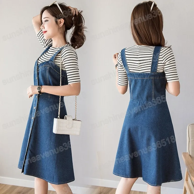 Denim skirt cheap overalls knee length