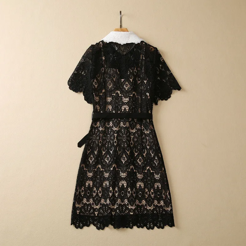 chinese dress ladies 35-1 Lace Dress with doubled Peter Pan collar main image 1