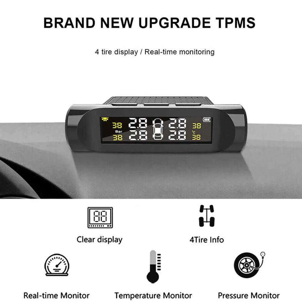 New Hot Tpms Sensor Car Tire Pressure Monitoring System Tyre Test Gauge Meter Digital Lcd Display Tester Auto Accessories Universal