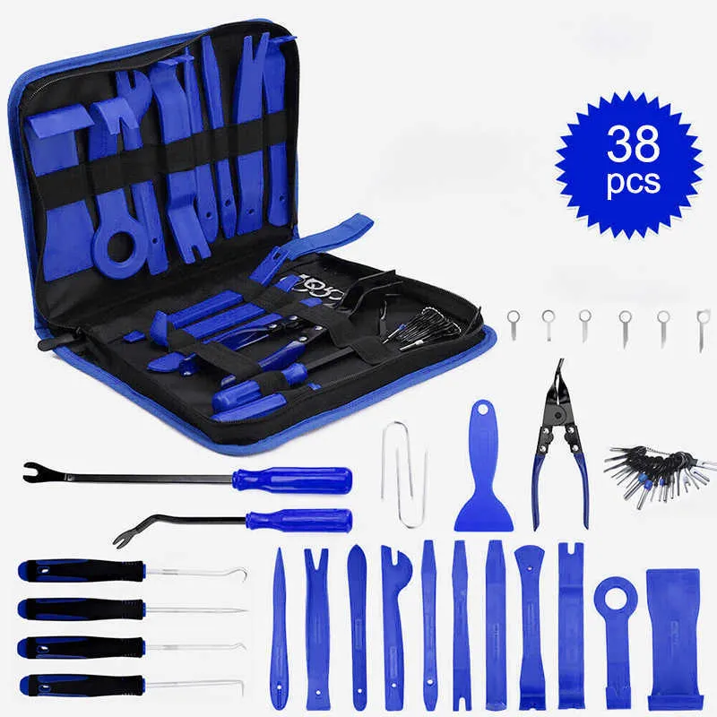 7-Piece Auto Trim Removal Tool Kit - Plastic Pry Bars And Clip Pliers For Door Panels, Dashboards, Interior Repair