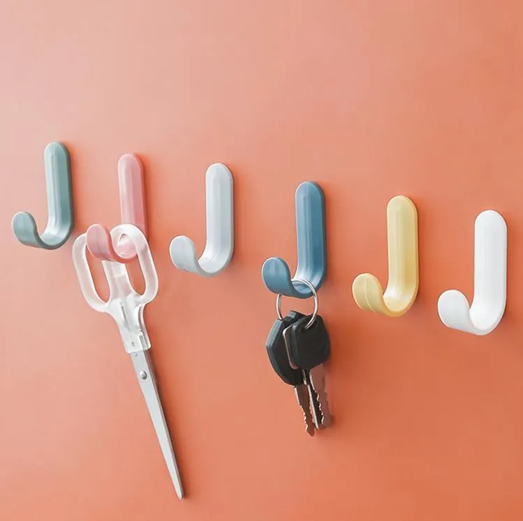 Plastic Self Adhesive Door Hanger Hook for Towels Hats Keys and More 4 Pack White