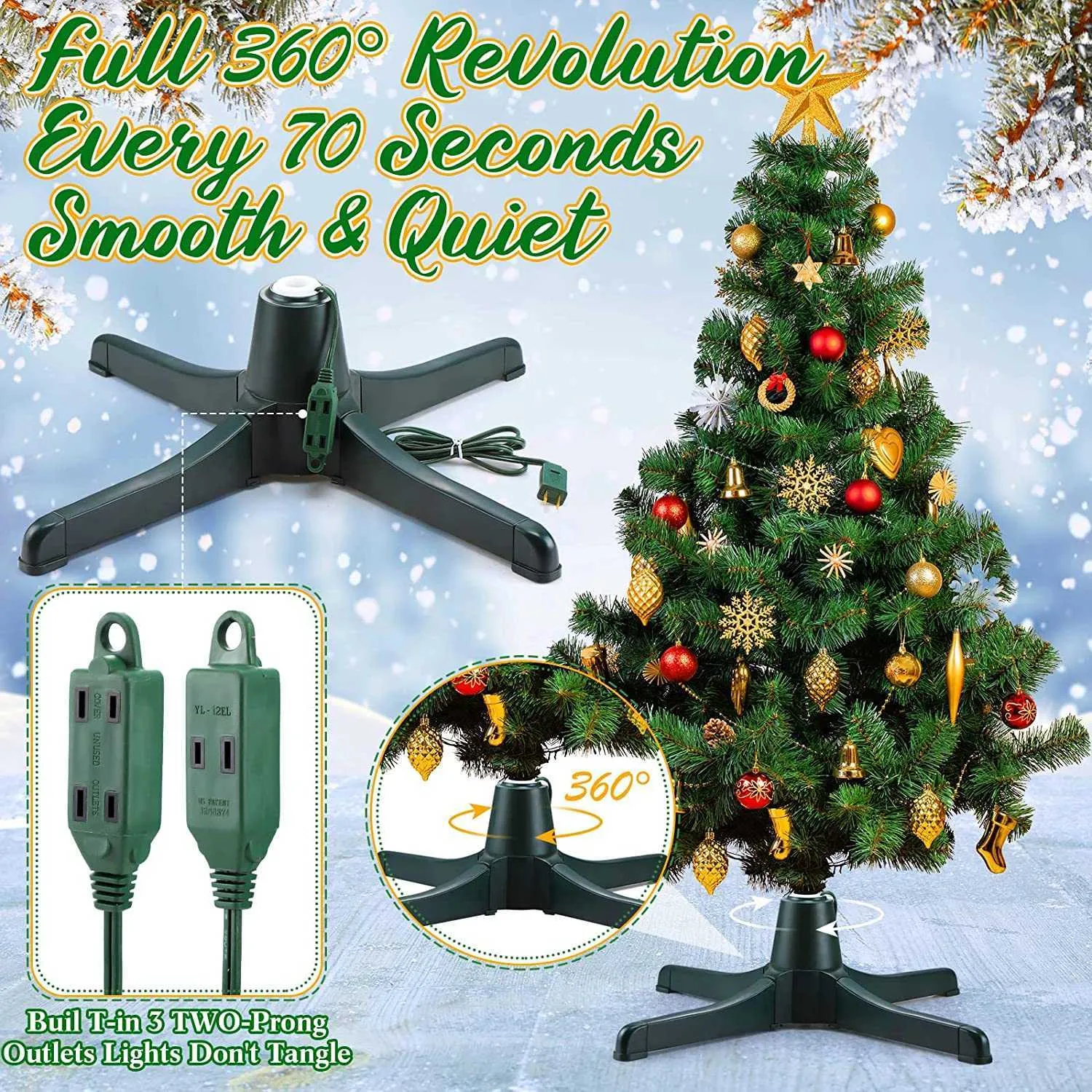Rotating Christmas Tree Stand With 360° Rotation, 5 Malta