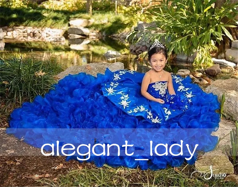 Royal Blue Cute Children Mini Quinceanera Dresses Beauty Pageant