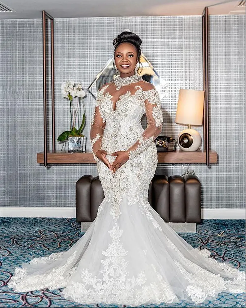 African Sparkly Mermaid Wedding Dress With Sheer Lace And Crystal Beading  Elegant Bridal Gown From Verycute, $82.42