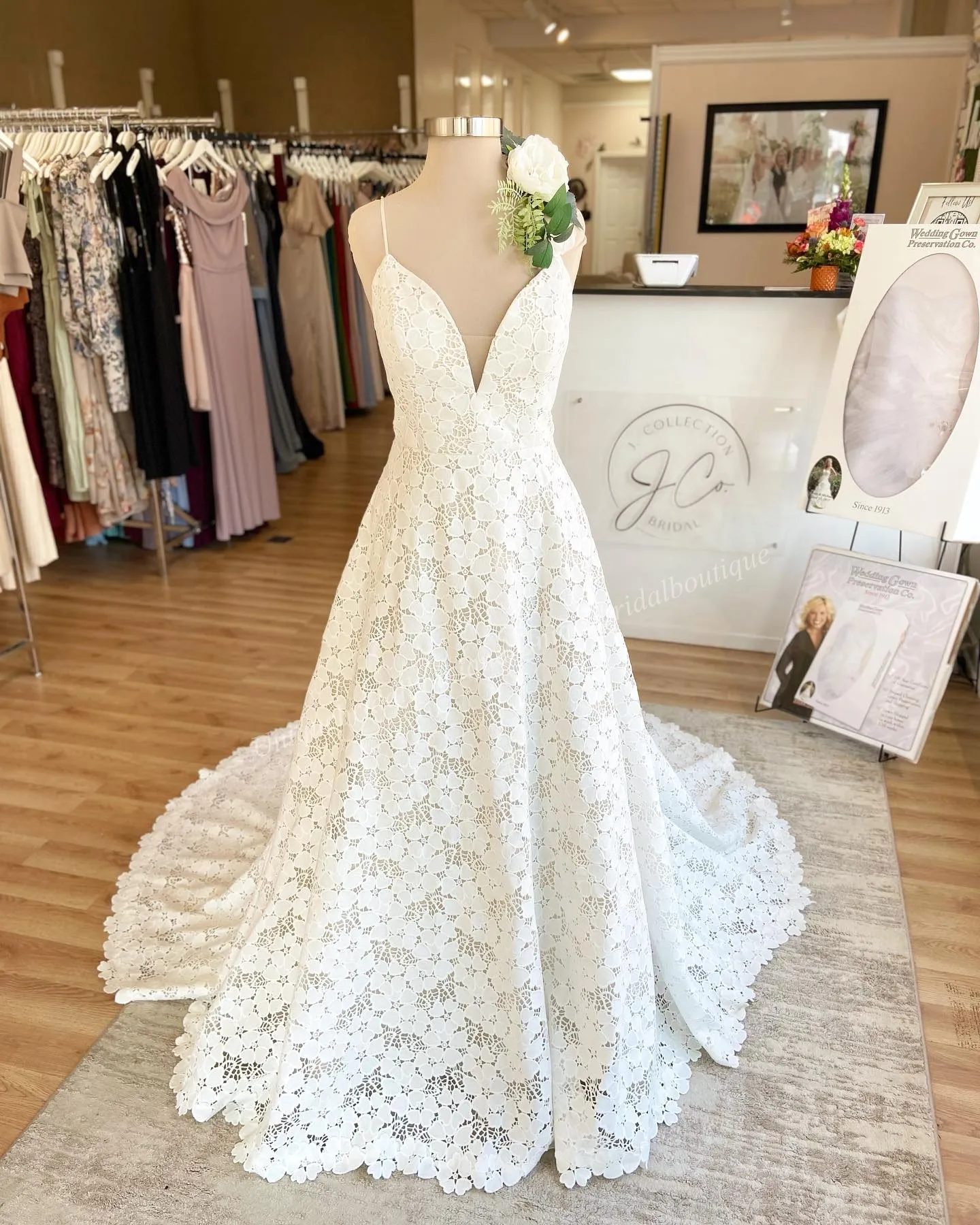 Lace a line boho wedding dress on sale