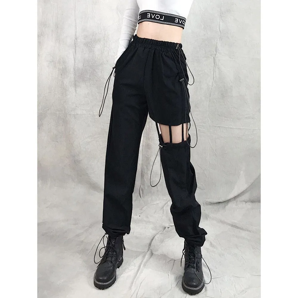 Capris Hollow Out Cargo Pants Women Casual Harlan Trousers Loose