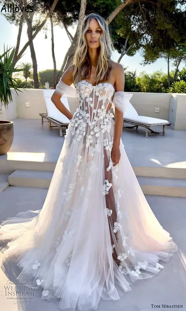 princess polly baby blue dress Light Brown Long Sleeve Boho Wedding Dress Rustic Wedding Dress WD741 US2 / Custom Color