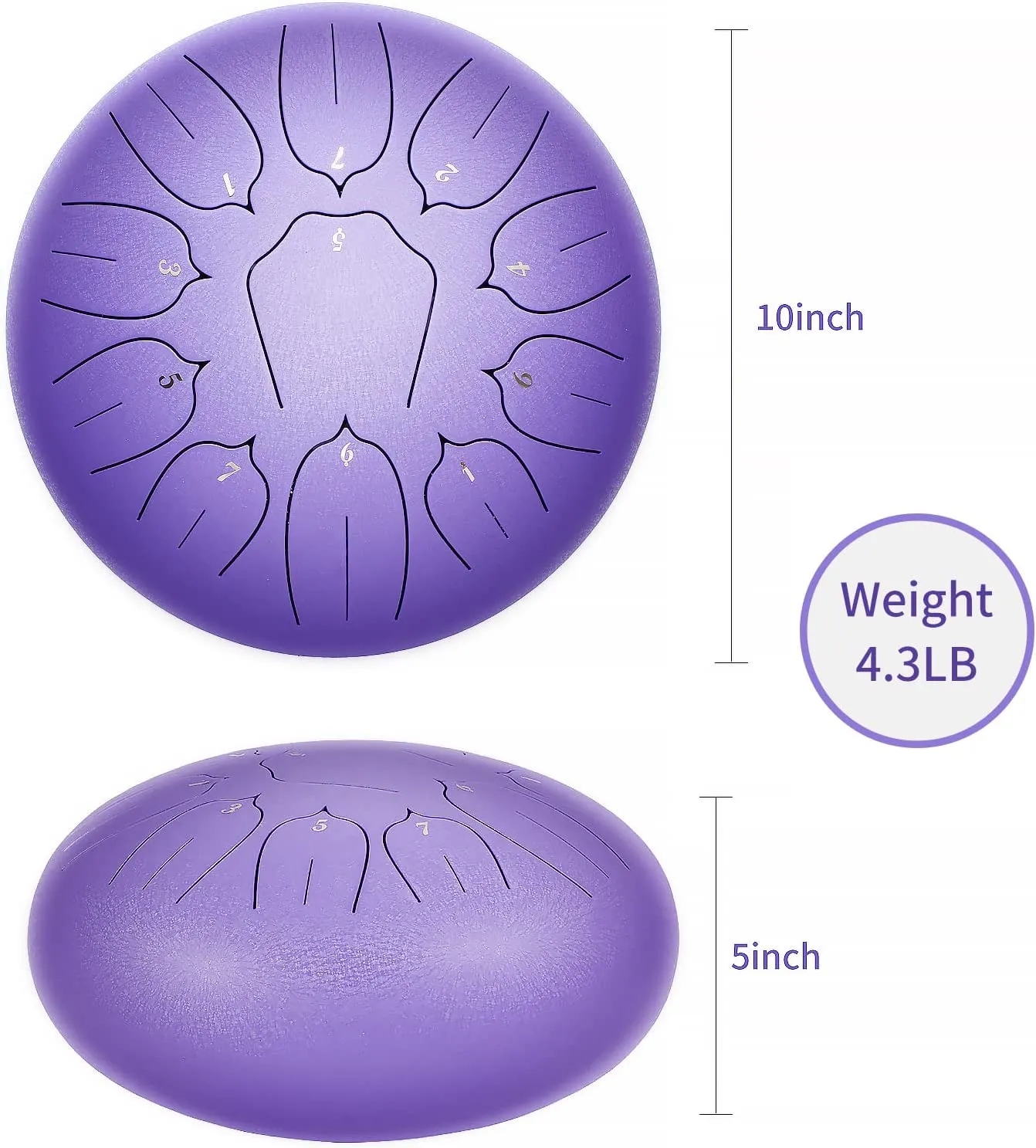 Handpan Steel Tongue Drum 12 Pouces - 13 Tons | Instrument Méditation & Yoga | Avec Sac & Accessoires