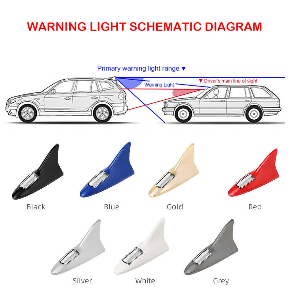 Nuova Antenna Pinna Di Squalo Auto A Forma Di Luce Solare A LED