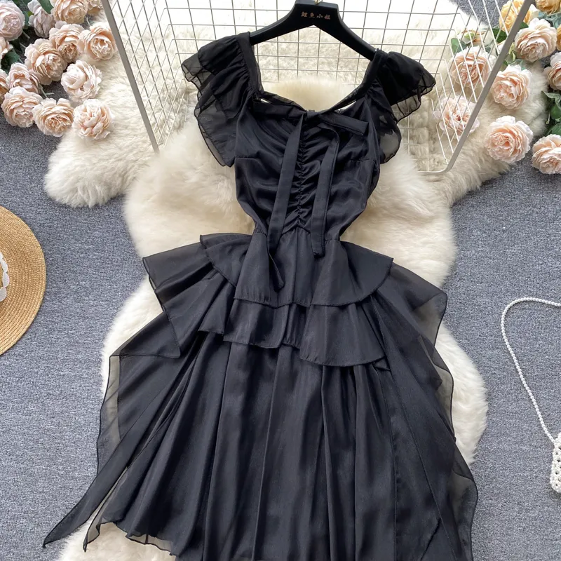 French Casual Summer Dresses 2024: Short Sleeve Mesh Dress With  