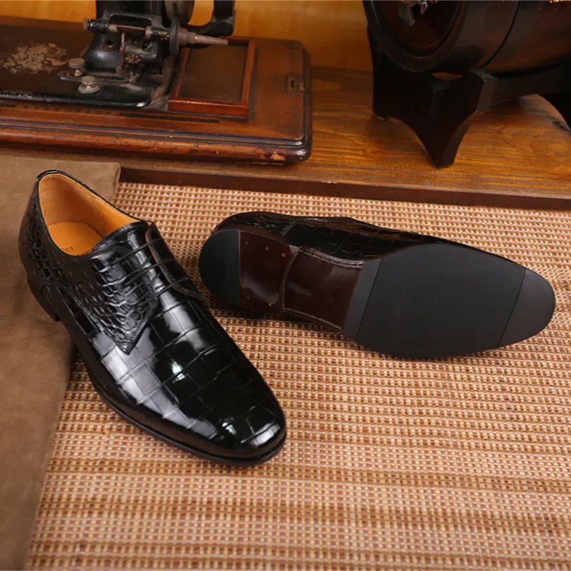 berluti Men Shoes High end Mens Crocodile Derby Shoes Lace up Leather Rare Leather Handmade Commuting to work professional formal attire U8O4