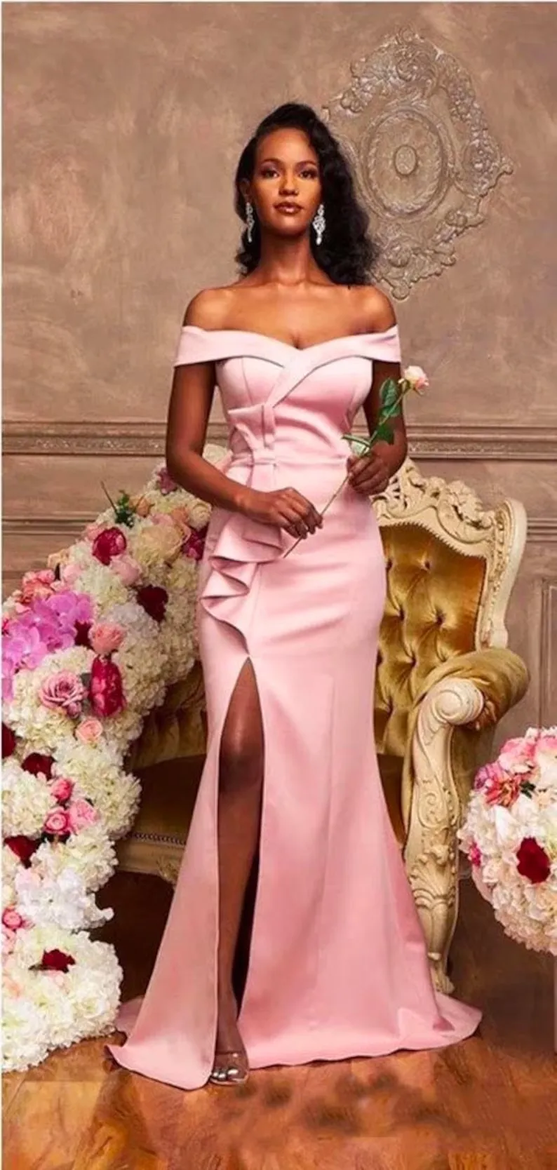 antique pink bridesmaid dresses Vintage Dusty Pink Mismatched Tea Midi Length Bridesmaid Dresses Fall