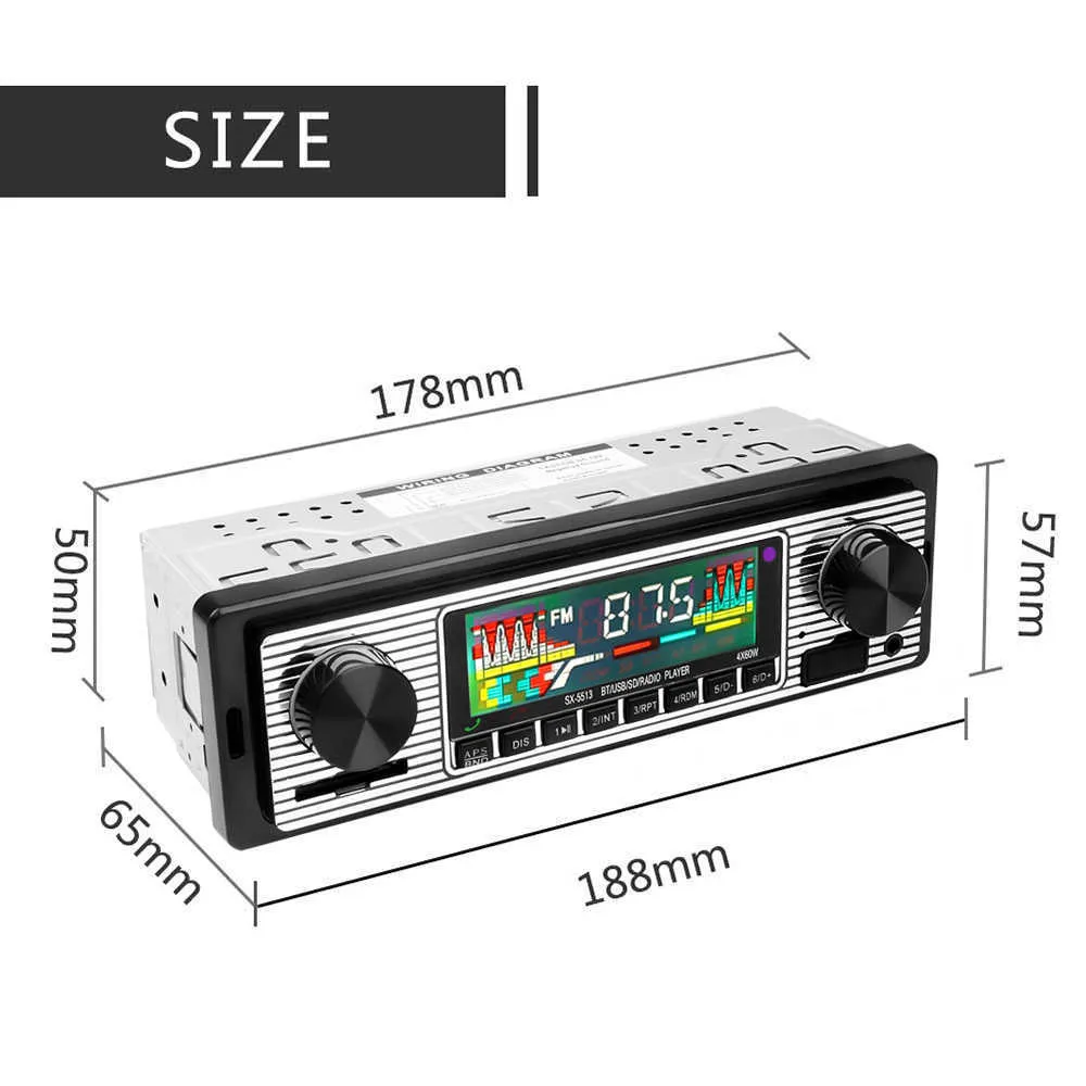 Car Classic FM retro radio Player Bluetooth Stereo MP3 USB AUX Audio+ Remote