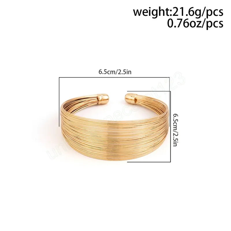 Exaggerated Multilayer Metal Wire Open Cuff Arm Bangles For Women