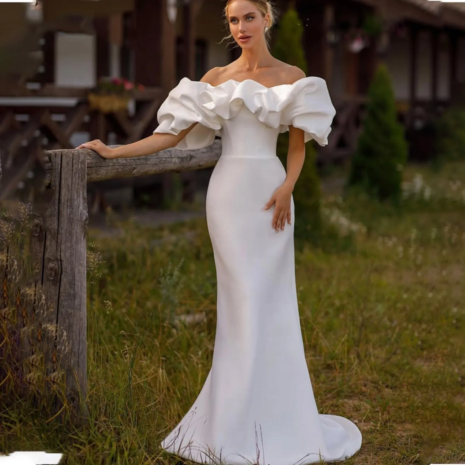 chinese dress ladies Off the Shoulder Mermaid Corset Outdoor Wedding Dress