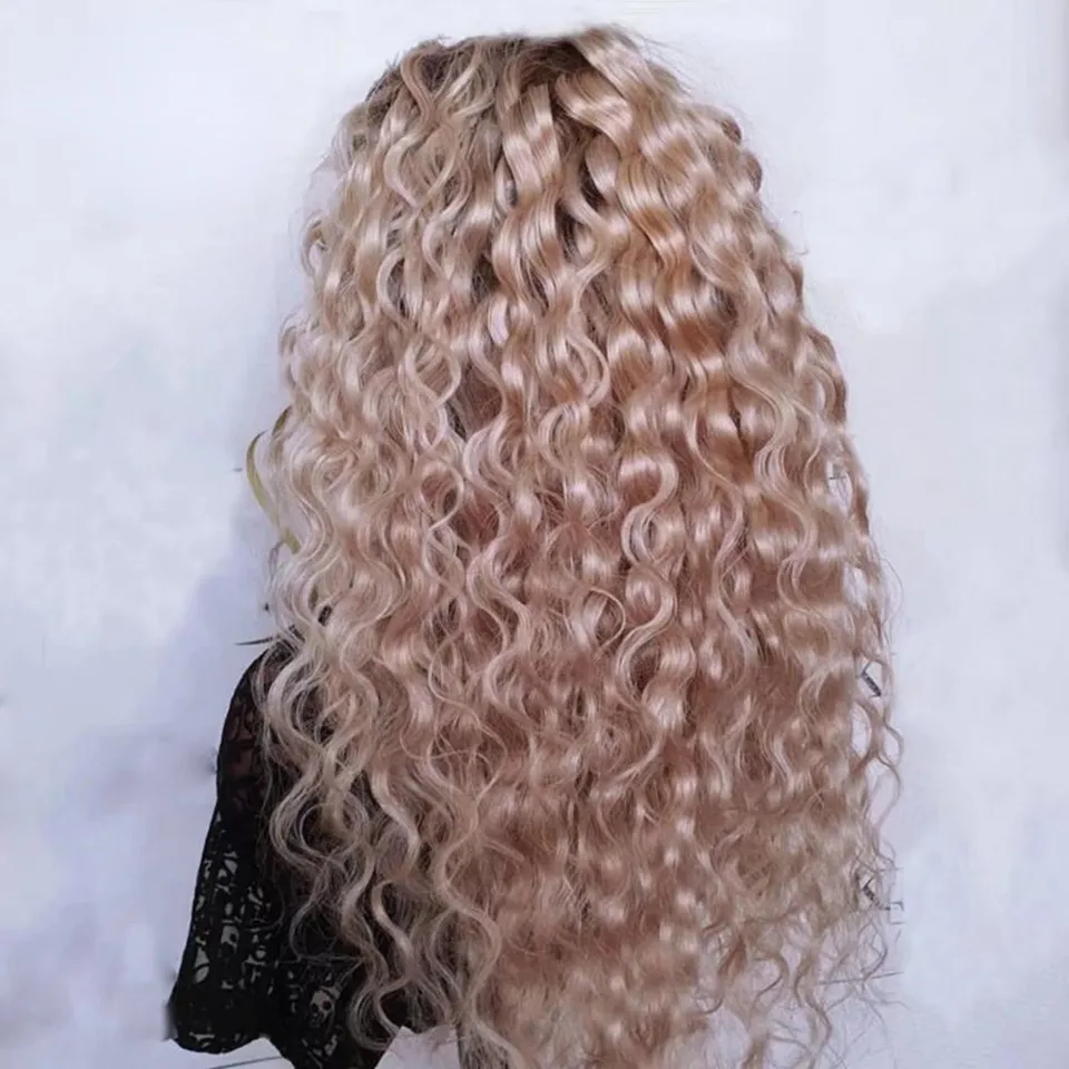 Ash Blonde Curly Lace Front Human Hair Wigs For Women Brazilian 360 Deep Wave Frontal Wig Synthetic Cosplay Wig Drag Queen