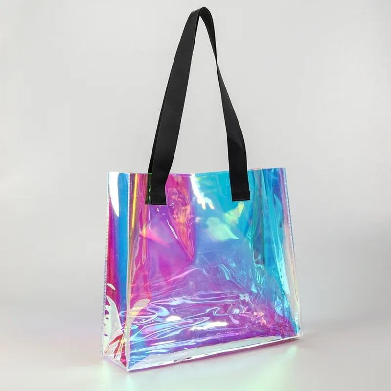 Clear Holographic Handbag Large Capacity Tote Bag for Work and Beauty