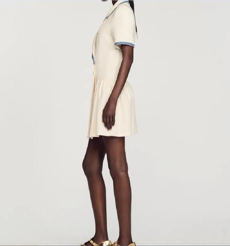open lace back dress Sandro // Blue & Multicolour Tweed Dress  VSP Consignment