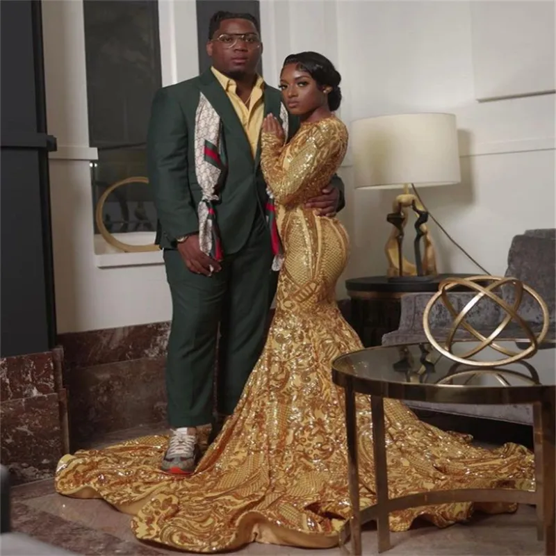 Long sleeve black and gold prom dress hot sale