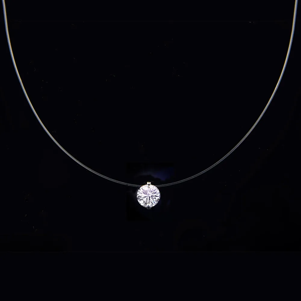 925 Sterling Silver Transparent Fishing Line Necklace Cz Locks Chain Valentine s Gift for Her