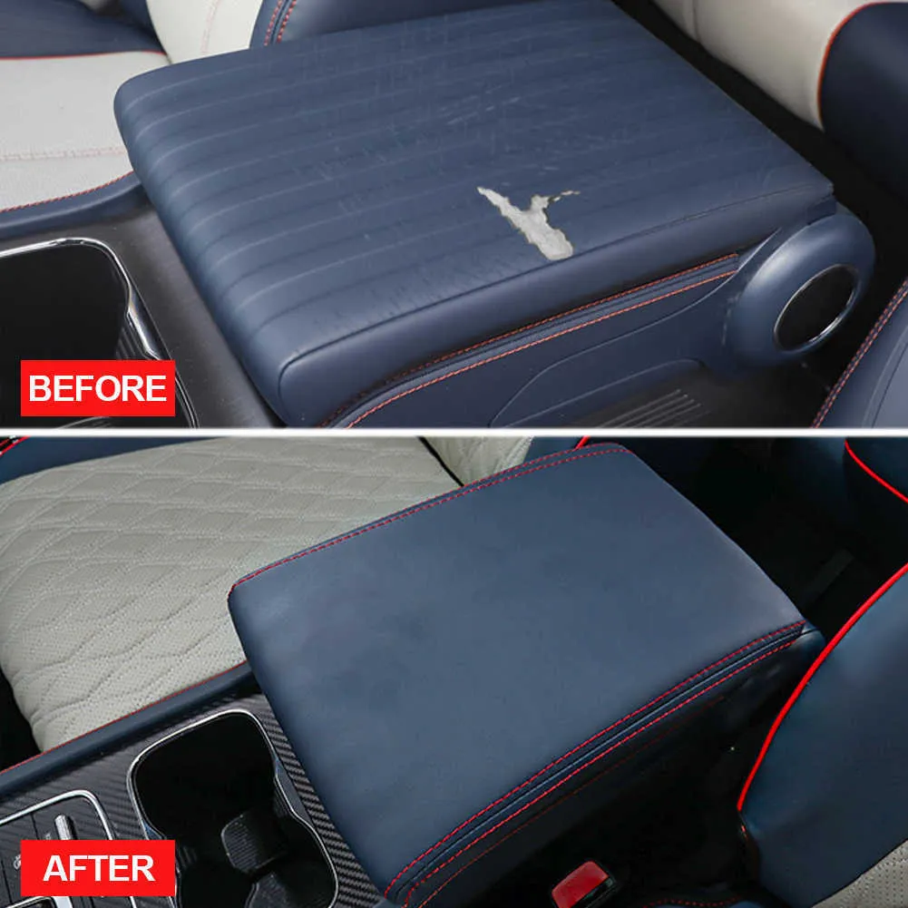 Universal Leather Armrest Cushion & Storage Pad - Car Center Console Protector, Black
