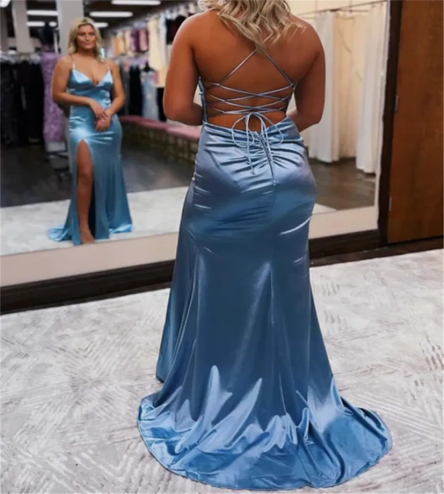 Dusty blue mermaid dress hot sale