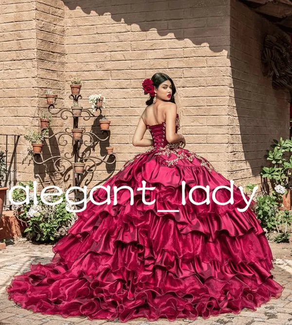 Burgundy charro dress 2025