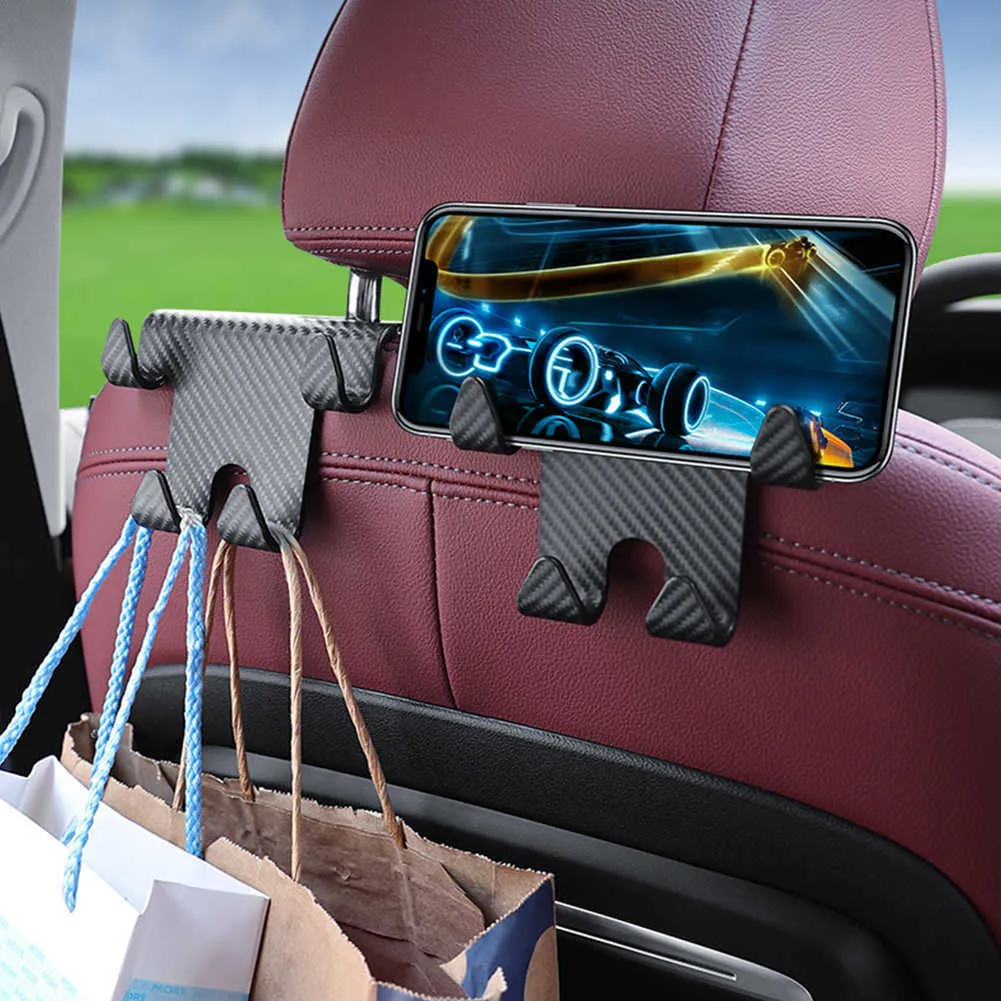 Carbon Fiber Car Seat Headrest Hook With Back Seat Phone Holder Universal Car Accessory For Handbags Purses And Coats From Autohand elitestore 7.14 DHgate.Com