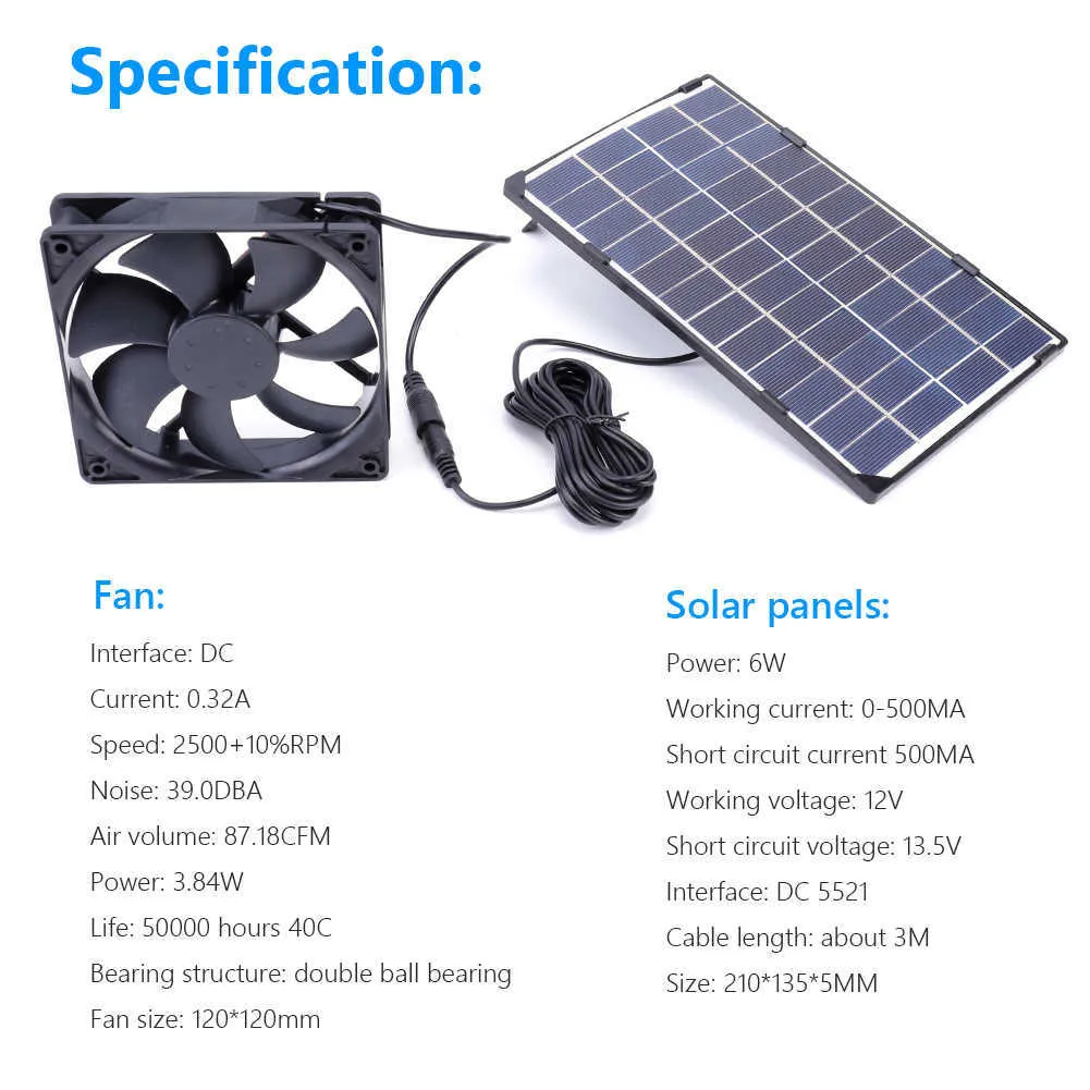 New 12V 10W Solar Powered Panel Kit Complete Outdoor Sun Power Camping Fan Cooling RV Ventilation Fan Kitchen Exhaust Fan