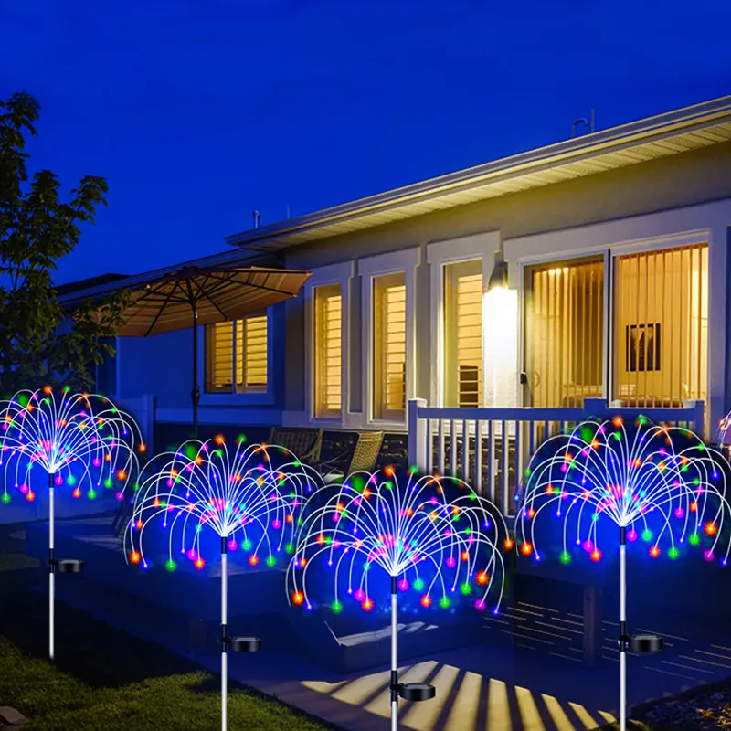 Solar LED Firework Stake Lights Waterproof Outdoor Garden Pathway Fairy Lights for Yard Lawn Patio Landscape Decor
