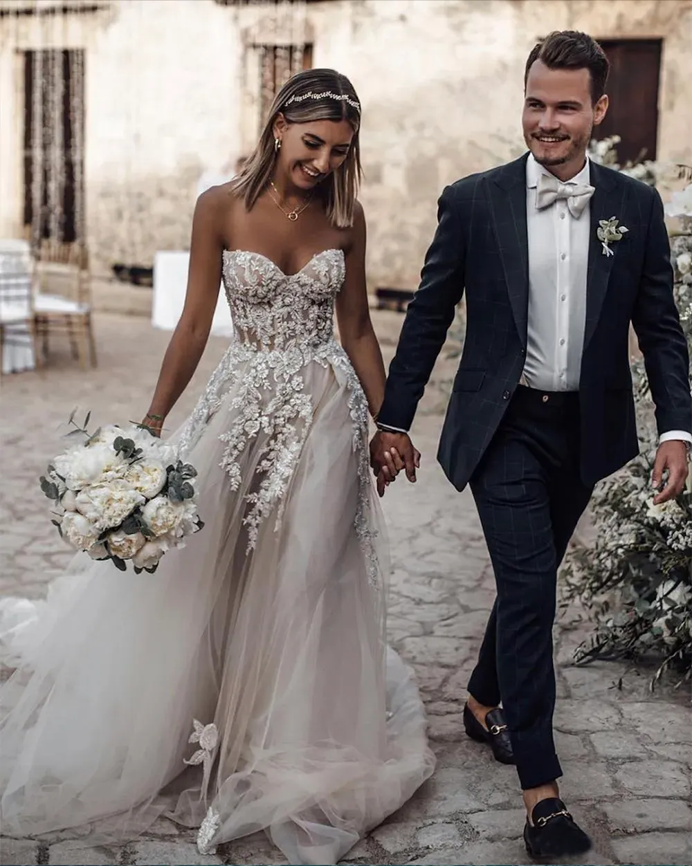 Wedding dress sale with lace appliques