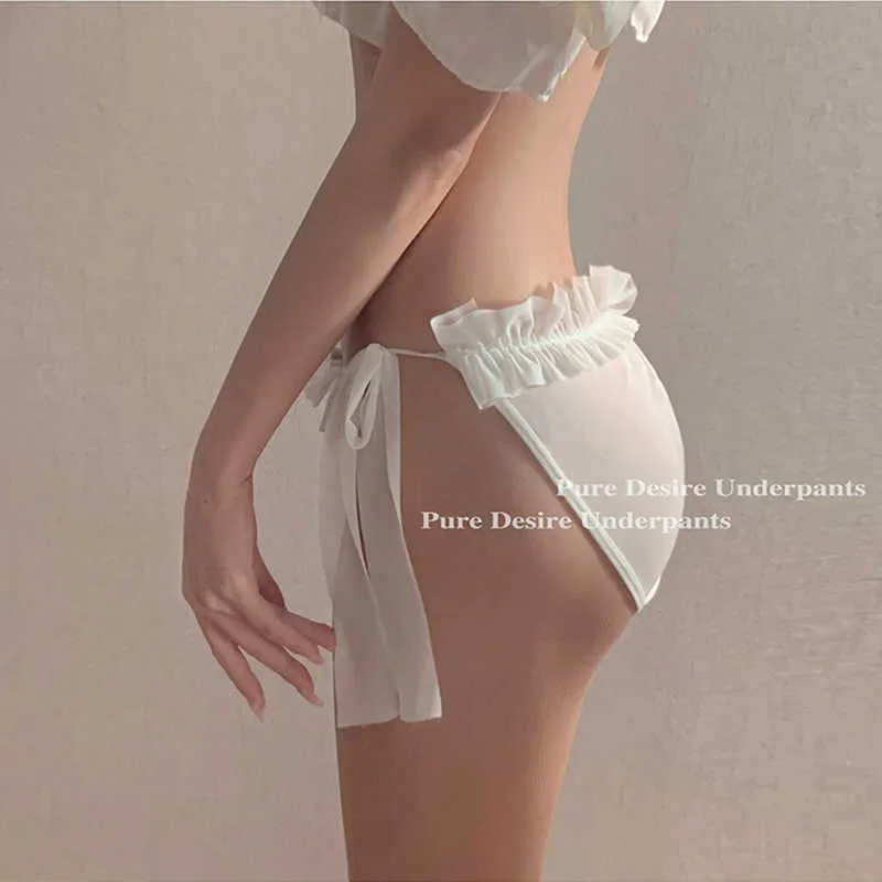 Japanese Sweet Mesh Panties Women Girls Low Waist Lace Bow Ruffle Lolita  Briefs Breathable Cotton Crotch Maid Sexy Underwear L230626 From 8,88 €