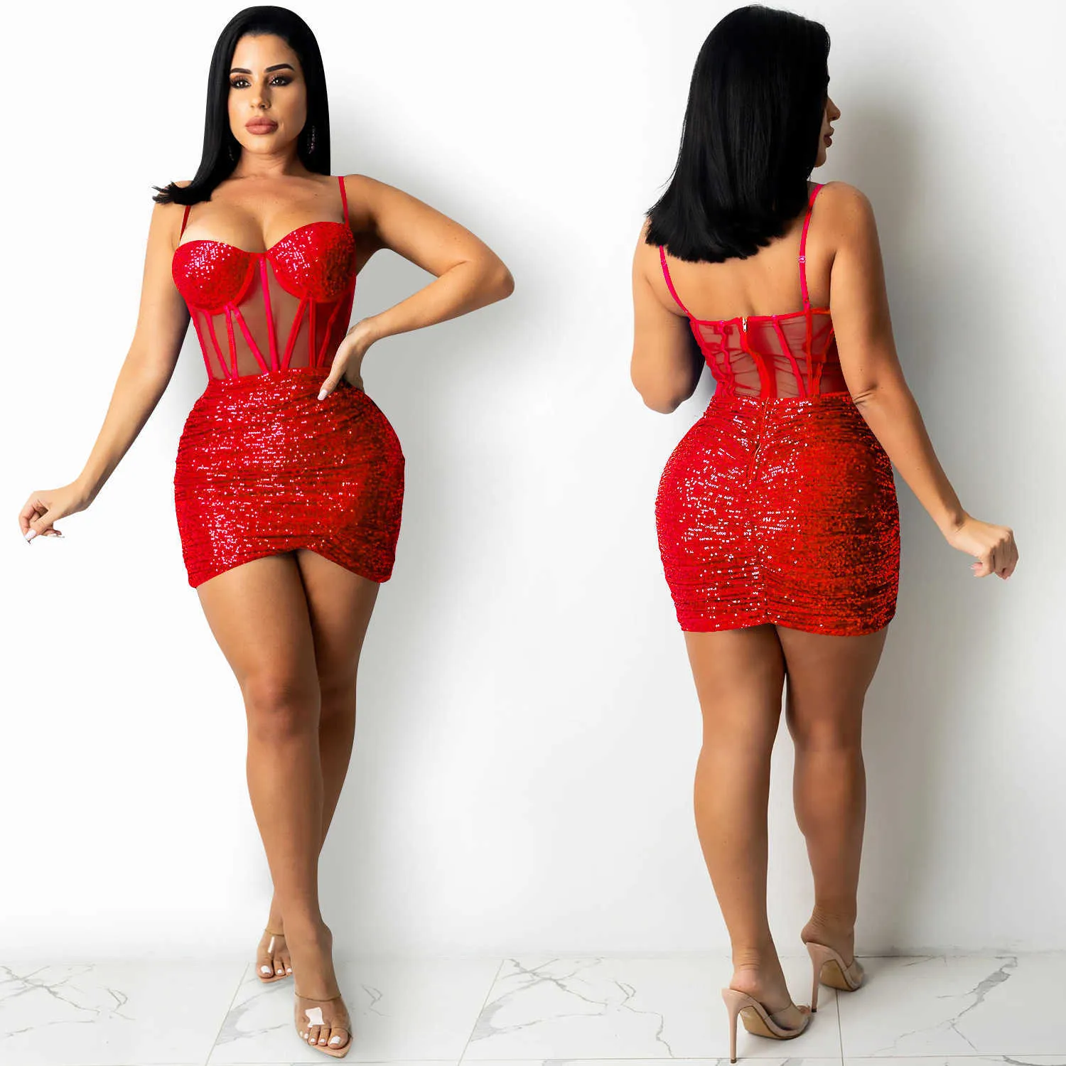 Red sequin bodycon dress online