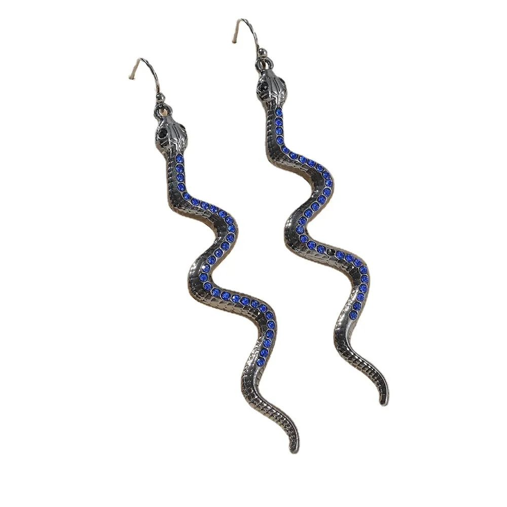 Balirek Snake Earring & Necklace Set - 14K Gold Plated Punk Rhinestone Jewelry For Women, Hypoallergenic - View #5