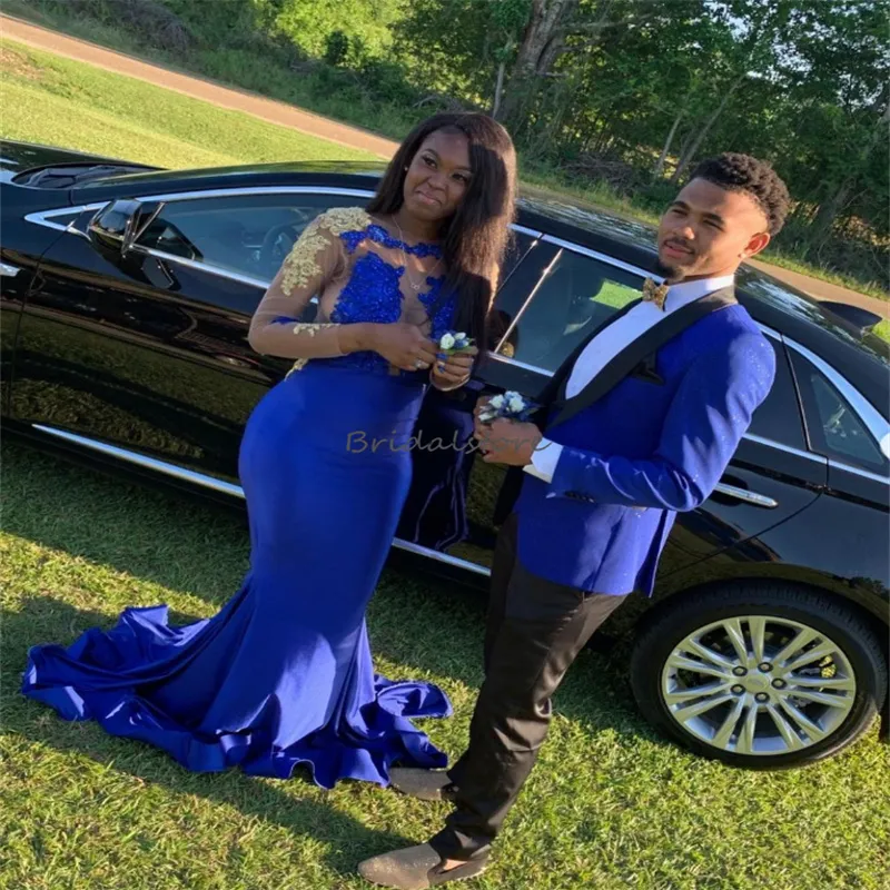 Royal blue tight prom dress 2025