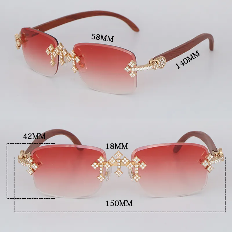 Luxury Moissanite Diamond Set Rimless Sunglasses Womans Big Stones