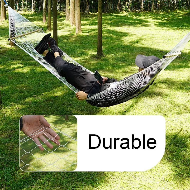 Portable Traditional Nylon Rope Hammock Single Person Outdoor Backyard Garden Home Dormitory Lazy Chair Sports Travel Camping Swing Chairs W0031